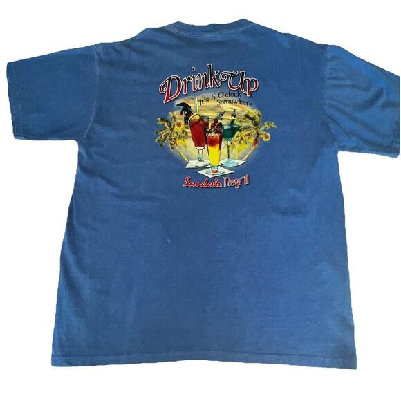 Sandals Negril Jamaica It’s 5 O’Clock Somewhere Blue Tee Shirt LG NWT - Picture 1 of 9